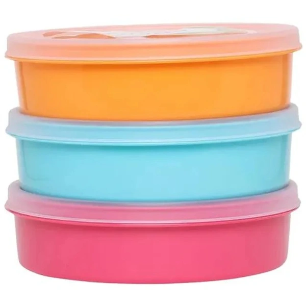 Asian Diana Storage Container - Shrink, Plastic, Assorted Colour, Transparent, High Quality, 1 L (Set of 3)