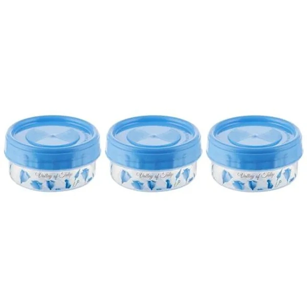 Polyset Twisty Container - Plastic, Durable, BPA Free, For Multipurpose Use, Blue, 300 ml (Set of 3)