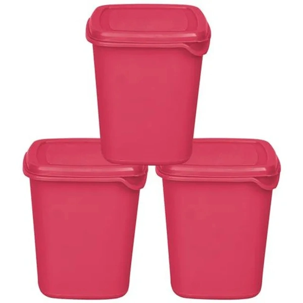 Princeware Pilot Package Container - Plastic, Durable, BPA Free, Pink, 850 ml (Set of 3)