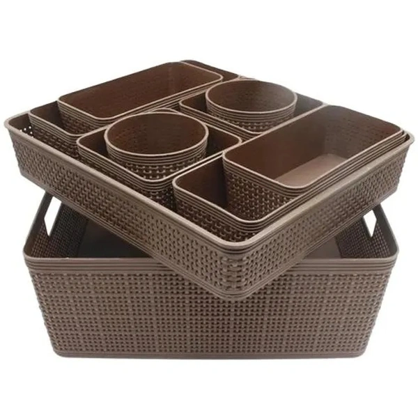 Jaycee Premium Tray - Plastic, Storage Box, For Multipurpose Use, Chocolate Brown, 10 pcs