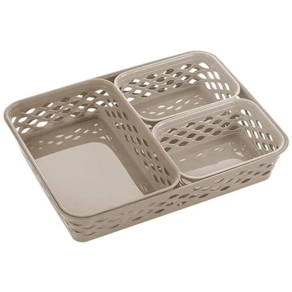 Nakoda Viva Multipurpose Storage Organiser & Kitchen Tray Set - Assorted Colour, 4 pcs