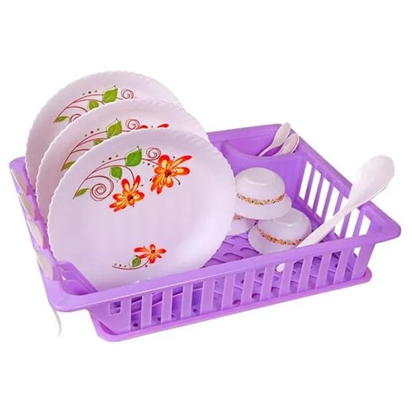 Floraware Large Sink Dish Drying Rack/Washing Basket With Tray - For Utensils, Durable, Purple, 1 pc