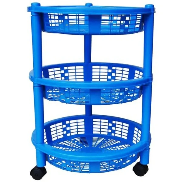 Princeware Plastic Kitchen Rack/Kitchen Stand - Big, Blue, Maria, 3 pcs