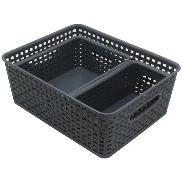 Jaycee Premium Tray - Plastic, Storage Organiser, For Multipurpose Use, Grey, 3 pcs