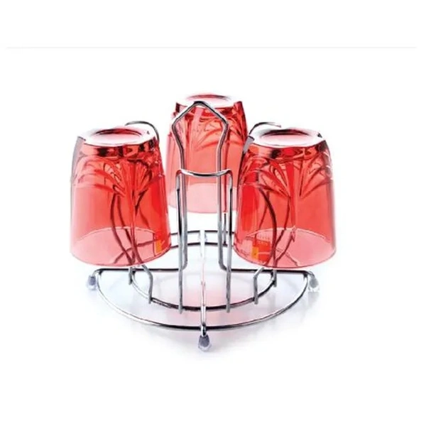 Crystal Stainless Steel Glass Stand - Strong & Durable, Easy To Clean, Dishwasher Safe, 1 pc