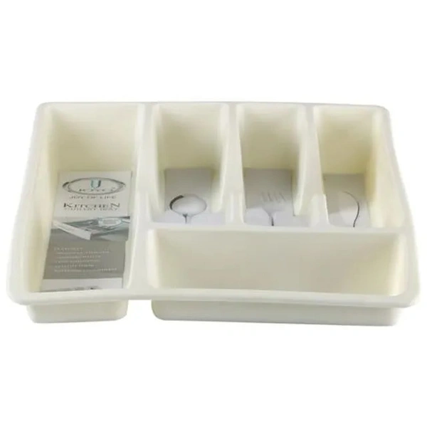 JOYO Kitchen Cutlery Tray - Plastic, High Quality, Multiple Storage, Ivory, 1 pc