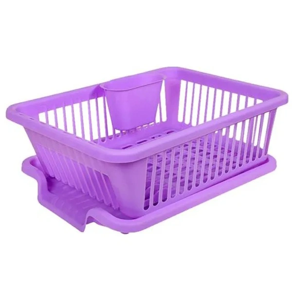 Floraware 3 In 1 Sink Dish Drying Rack/Washing Basket With Tray - For Utensils, Durable, Purple, 1 pc