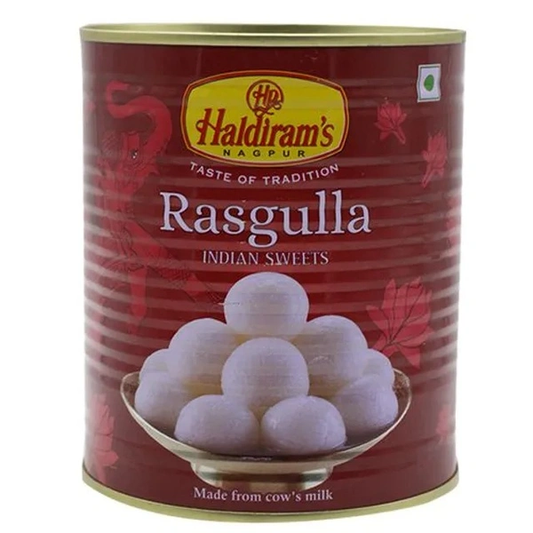 Haldirams Rasgulla - Syrup-based Dessert, Soft & Spongy, 1 kg Tin