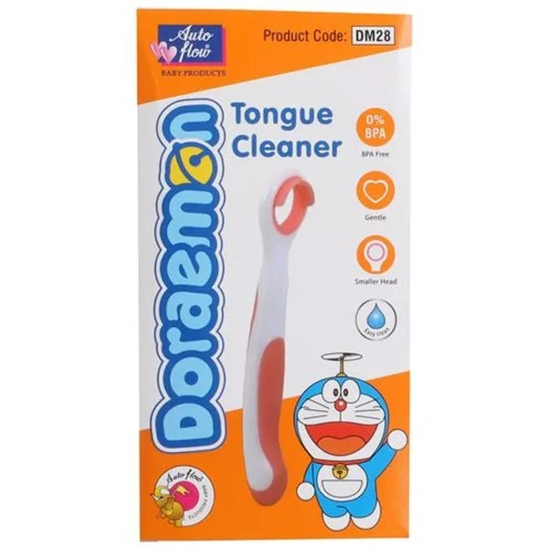 Auto flow Doraemon Tongue Cleaner - Gentle, BPA Free, Safe For Kids, 1 pc