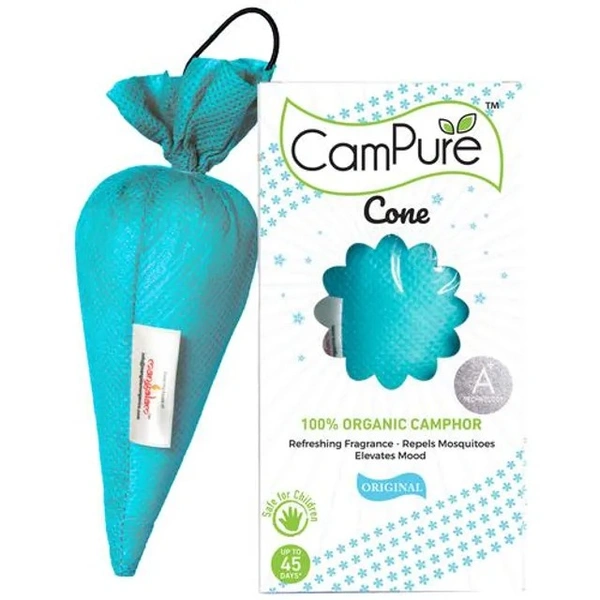 Campure Air Freshener Cone - Original, Refreshing Camphor Fragrance, Repels Mosquitoes, Elevates Mood, 60 g