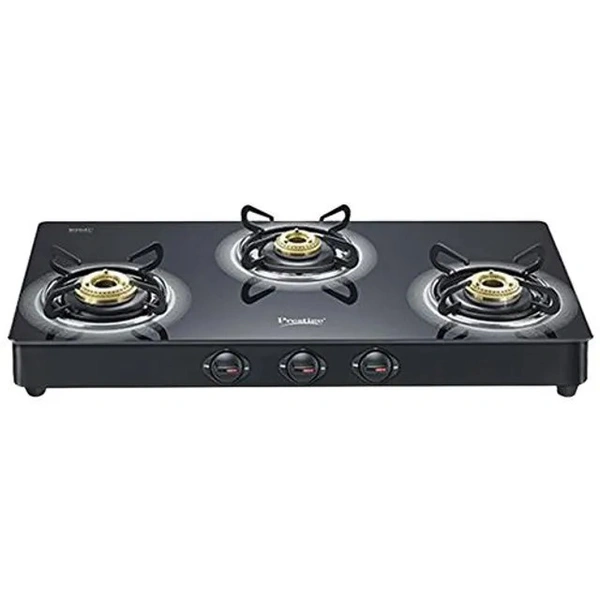 Prestige Gas Stove-3 Burner Royale Plus Schott Glass, Black (40177), 1 pc