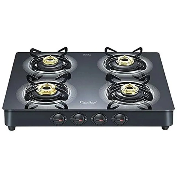 Prestige Gas Stove-4 Burner Royale Plus Schott Glass, Black (40278), 1 pc