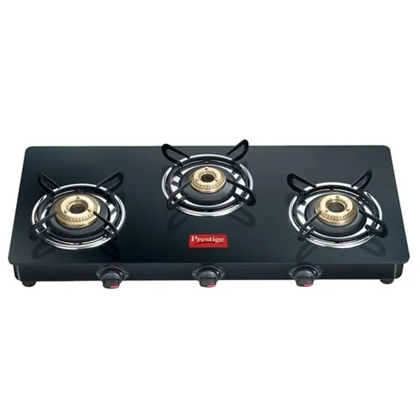Prestige Gas Stove - 3 Burner, Marvel Glass Tables, GTM03L, Black 40172, 1 pc