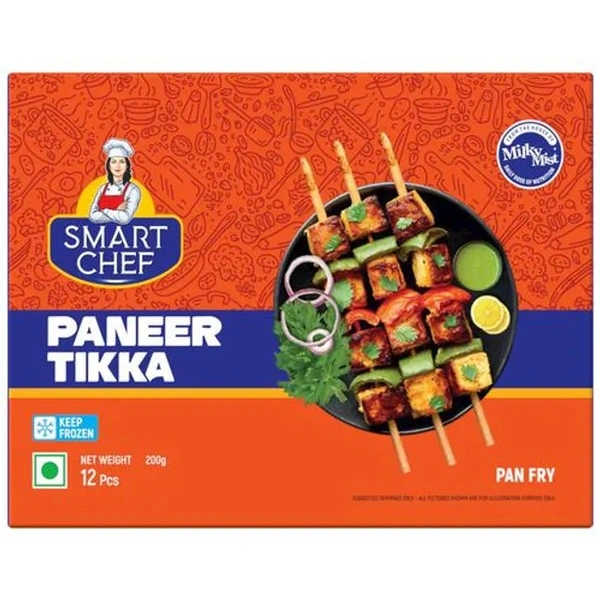 Milky Mist Paneer Tikka - Pan Fry, Soft, Creamy, Rich In Protein & Calcium, 200 g (12 pcs) - 200 g