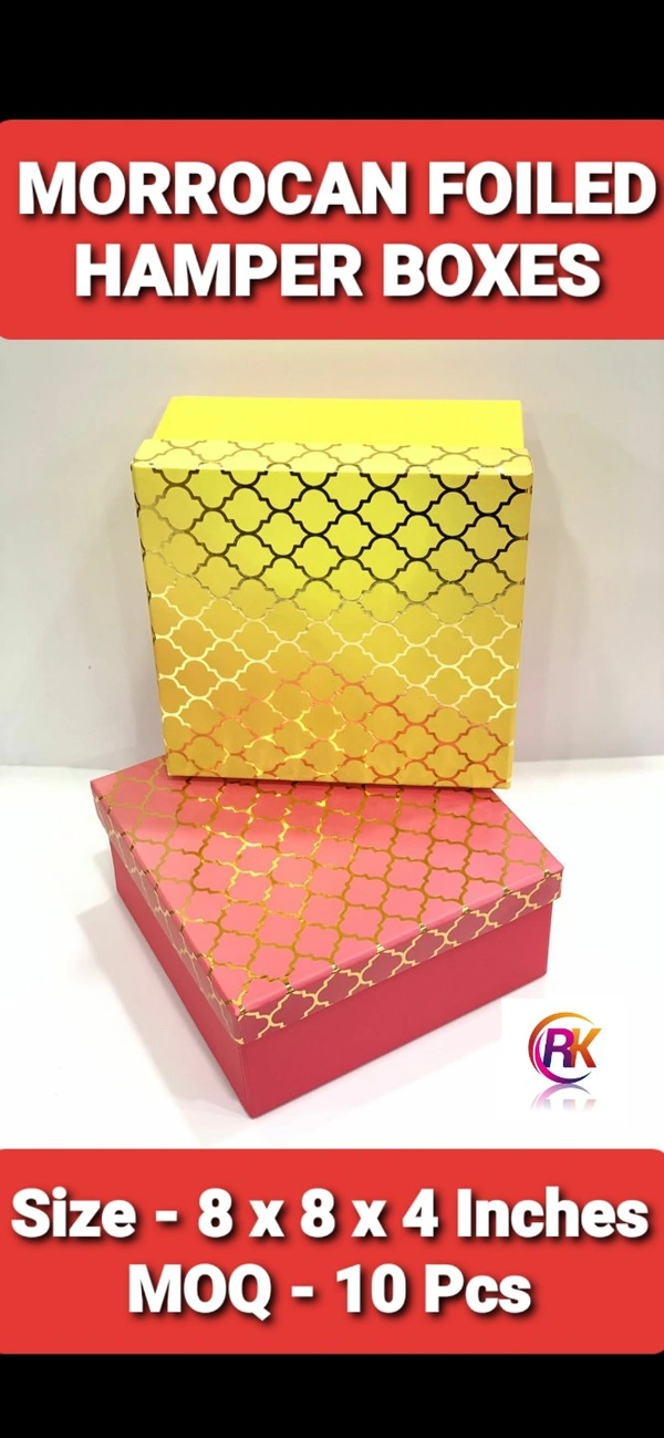 MORROCAN Foiled Hamper Box - Blush Pink, 8×8×4 Inches