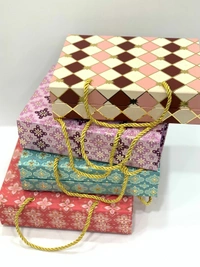 Premium Foiled Ribbon Boxes - Red, 8×6×2 Inches