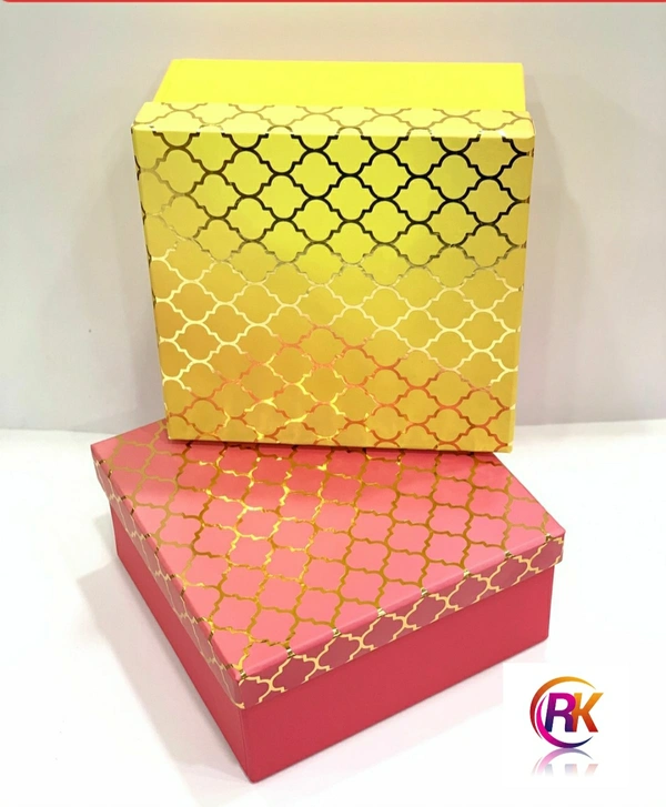 MORROCAN Foiled Hamper Box - Yellow, 8×8×4 Inches