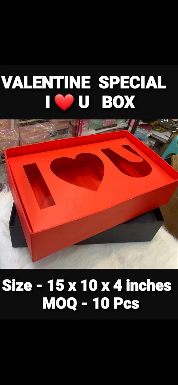 I LOVE U - BIG HAMPER BOX - Black, 15×10×4 Inches