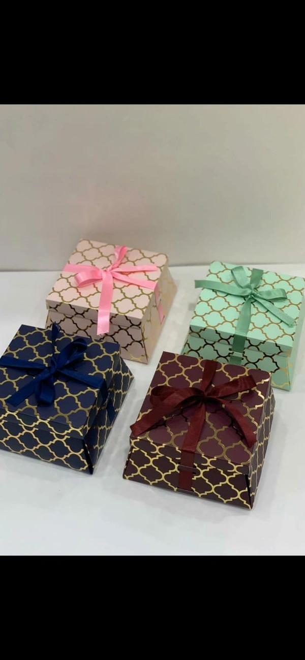 GOLD FOILED FOLDING BOXES - Blue, 5.5×5.5×3 Inches