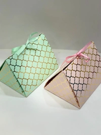 TRIANGLE GOLD FOILED BOXES - Cornflower Blue, 8×6×6 Inches