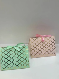TRIANGLE GOLD FOILED BOXES - Brown, 8×6×6 Inches
