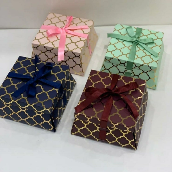 GOLD FOILED FOLDING BOXES - Blush Pink, 5.5×5.5×3 Inches