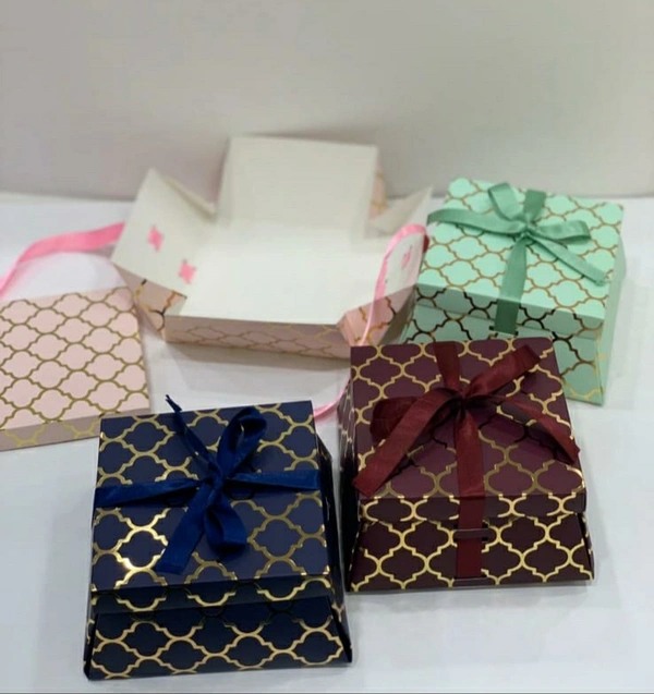 GOLD FOILED FOLDING BOXES - Blush Pink, 5.5×5.5×3 Inches