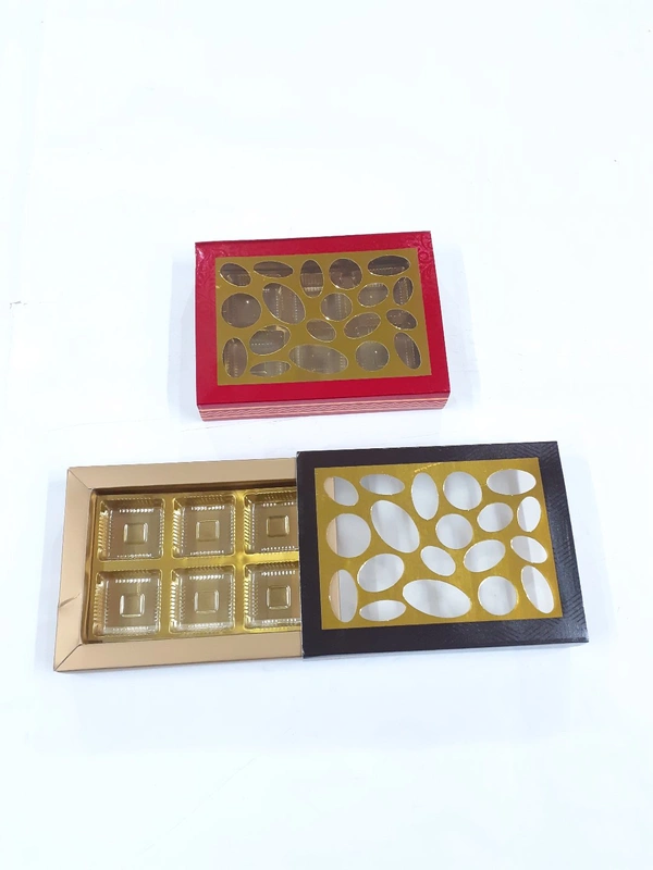 6 CAVITY CARVING CHOCOLATE BOX - Red, 5×7 Inches
