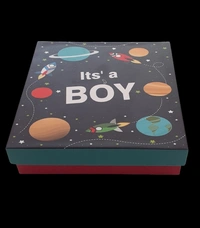 9 CAVITY BABY ANNOUNCEMENT BOX - Blue, 5.5×5.5×1.5 Inches