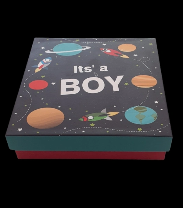9 CAVITY BABY ANNOUNCEMENT BOX - Blue, 5.5×5.5×1.5 Inches