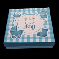 9 CAVITY BABY ANNOUNCEMENT BOX - Blue, 5.5×5.5×1.5 Inches