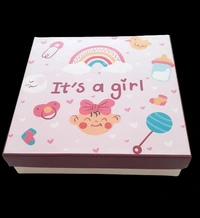 9 CAVITY BABY ANNOUNCEMENT BOX - Blush Pink, 5.5×5.5×1.5 Inches
