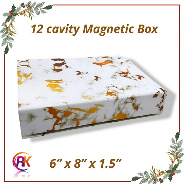 12 CAVITY MAGNETIC FLAP CHOCOLATE BOX - Red, 6×8×1.5 Inches