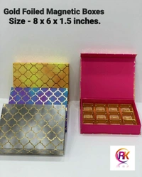 12 CAVITY MAGNETIC FLAP CHOCOLATE BOX - Red, 6×8×1.5 Inches
