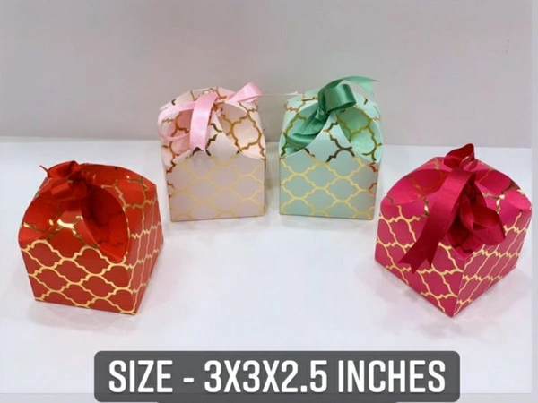 POTLI STYLE SMALL GIVEAWAYS BOXES - Red, 3×3×2.5 Inches