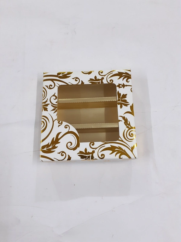 250 Gms FANCY MITHAI BOX - White, 5.5×5.5 Inches