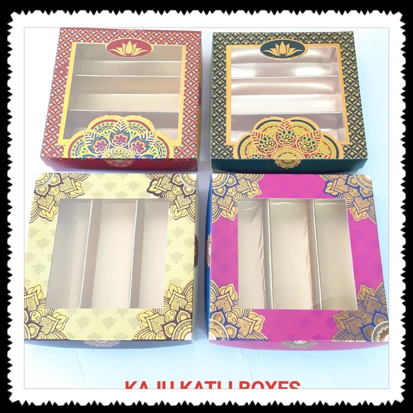 250 Gms MOTIF MITHAI BOX - Red, 5.5×5.5 Inches