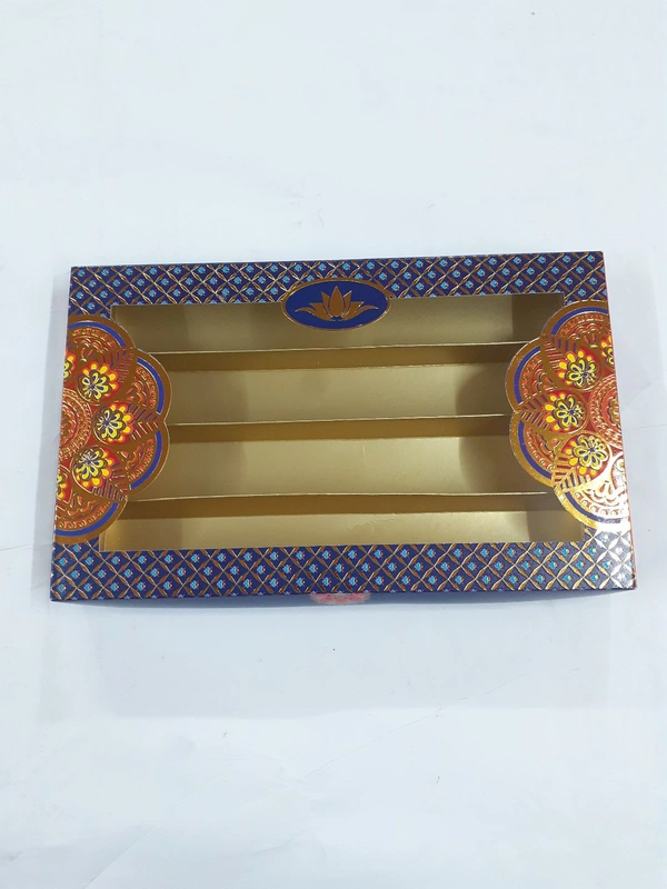 1 Kg - MOTIF MITHAI BOX - Blue, 8×12 Inches