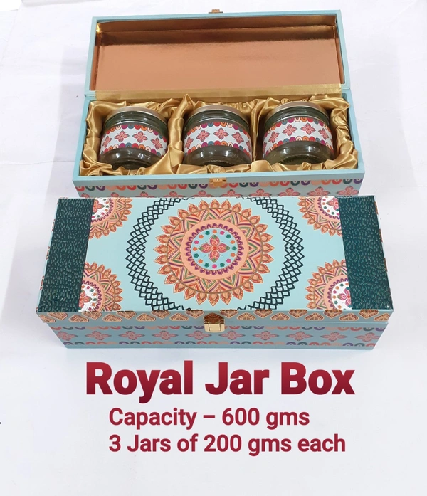 ROYAL JAR BOX - 3 JARS - Turquoise, Capacity - 600 Gms