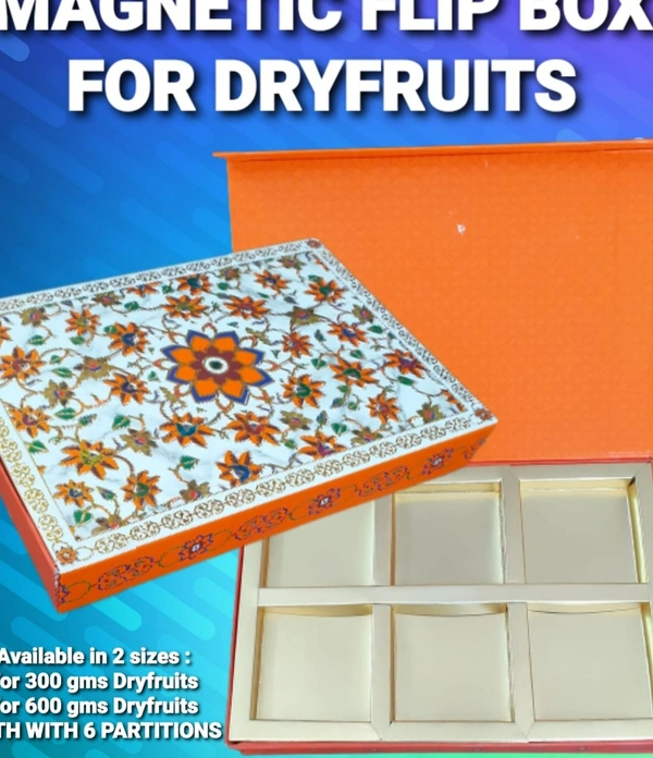 6 Big Partitions - MAGNETIC FLIP BOX - Web Orange, 11.5×15×2 Inches