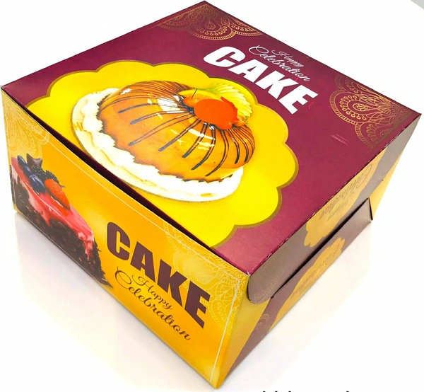 CAKE BOX - Printed Duplex - For 250 Gms - Brown, 7×7×4 Inches