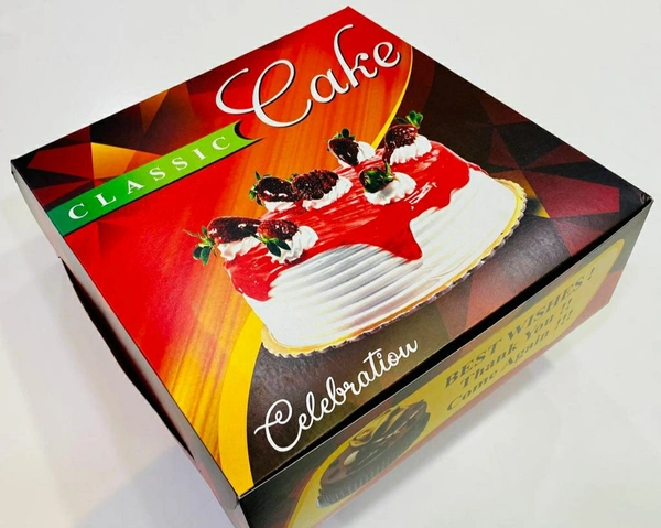 CAKE BOX - Printed Duplex - For 500 Gms - Red, 8×8×4 Inches