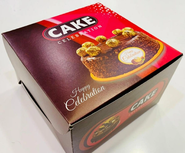 CAKE BOX - Printed Duplex - For 500 Gms - Red, 8×8×4 Inches