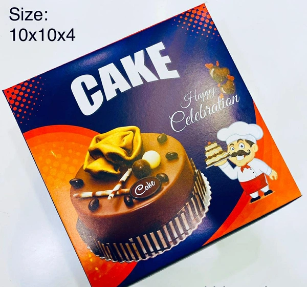 CAKE BOX - Printed Duplex - For 1 Kg - Red, 10×10×4 Inches