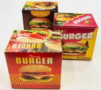 BURGER BOX - Printed Duplex  - Red, 5×5×3 Inches