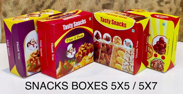SNACKS BOX - PRINTED DUPLEX - Red, 5×5×2 Inches