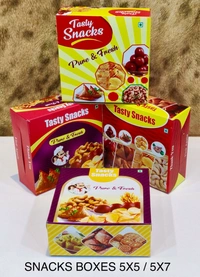 SNACKS BOX - PRINTED DUPLEX - Red, 5×5×2 Inches