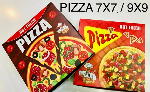 PIZZA BOX - PRINTED DUPLEX  - Red, 7×7×1.5 Inches