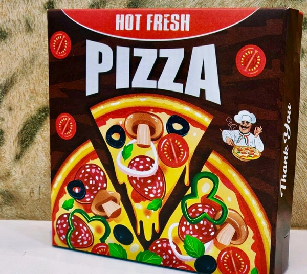 PIZZA BOX - PRINTED DUPLEX  - Red, 8×8×1.5 Inches