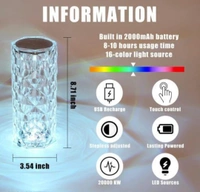 Acrylic Crystal Diamond Table Lamp Color Changing Touch Control Creative Rose LE......